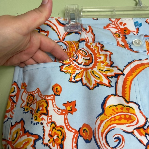J. McLaughlin Pants Women's Orange And Blue Paisley Print Modal Spandex Size 10 - Picture 7 of 15